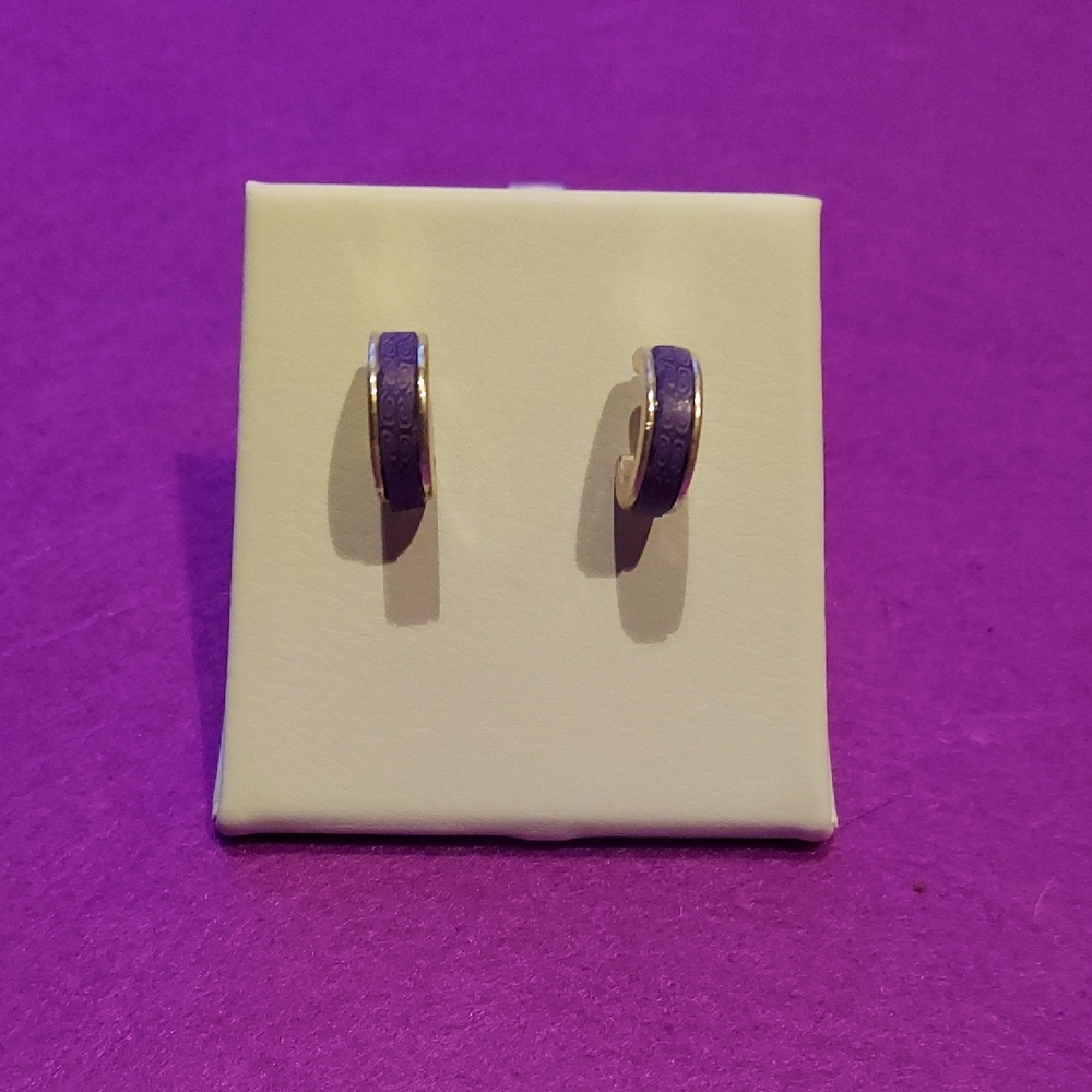 Elegant Silver And Purple Hoop Earrings